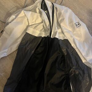 Under Armour White and Black Men's Windbreaker Jacket with Hood